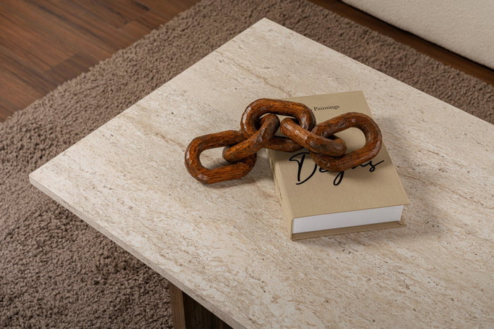 Nordure Sabin Mesa de Café Travertino y Nogal de Venezia Nordure Sabin Mesa de Café Travertino y Nogal de Venezia